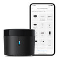 Broadlink RM4 Mini WiFi IR blaster — small black puck universal remote hub
