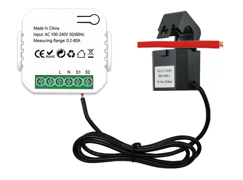 Tuya Zigbee single-phase CT clamp energy monitor PJ-MGW1203 with clamp sensor