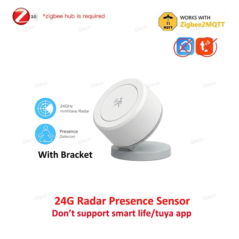 Mini Zigbee mmWave Human Presence Sensor - Z2M Presence Sensor with Bracket