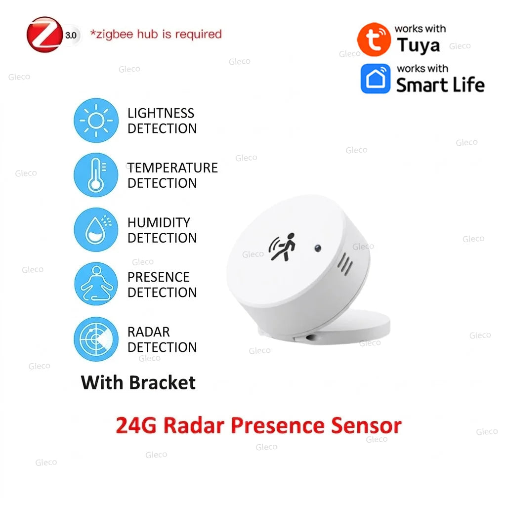 Mini Zigbee mmWave Human Presence Sensor - Tuya Presence + Light/Temp/Humidity
