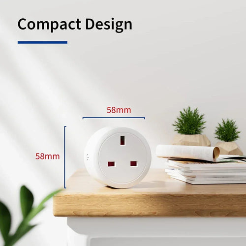 AUBESS 20A WiFi smart plug UK Type G — compact round white socket with energy monitoring